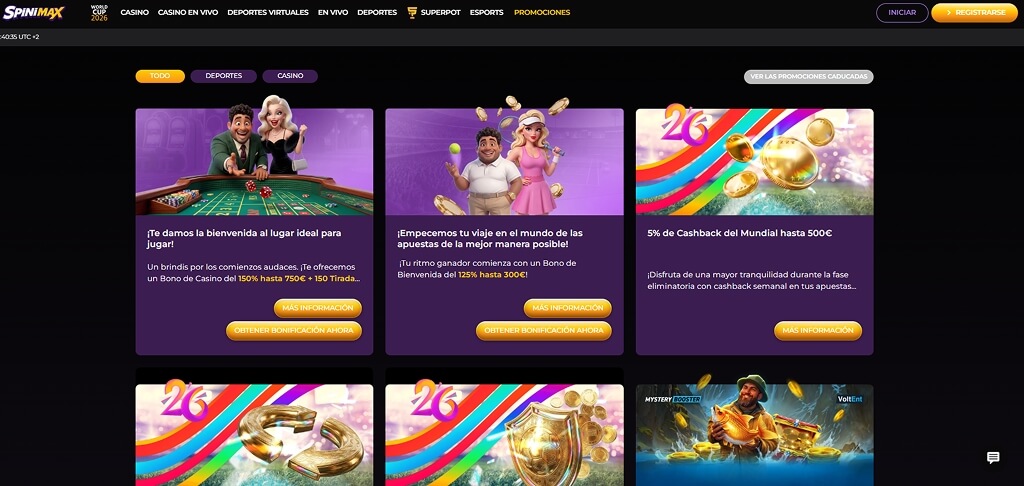 Promociones de Spinimax Casino