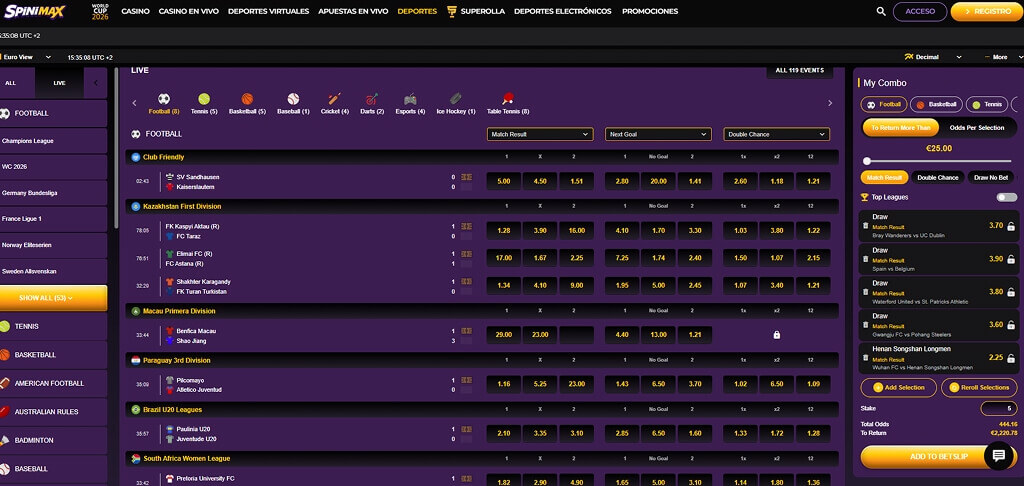 Spinimax Casino Apuestas deportivas