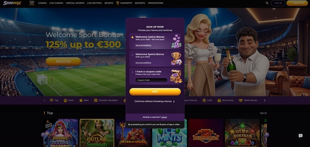 Spinimax Casino Registration